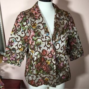 Vintage 90 Y2K Victorian Tapestry Shrunken Baby Doll croquet girl Cropped Blazer